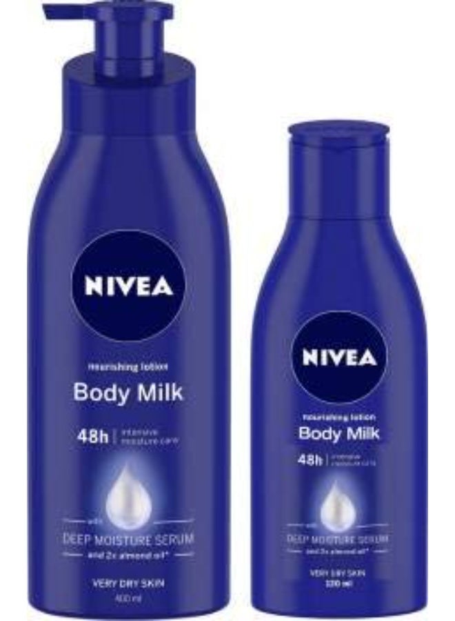 Nivea Nourishing Body Milk Dry Skin type Lotion,2 Piece 400ml&200ml - Image 1